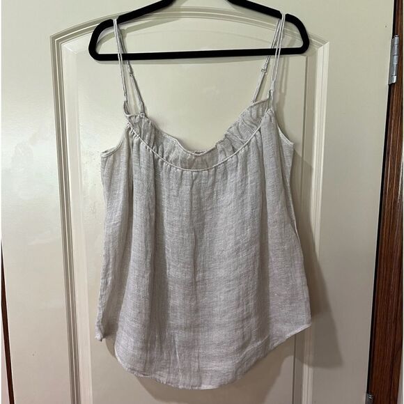 EILEEN FISHER Linen Gauze Tank Cream Grey Women’s Size Large - Picture 3 of 5